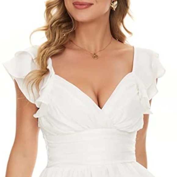 FOROLAV Sleeveless Ruffle Shoulder Smocked \Back Mini Dress - NEW WITH TAG! - Picture 5 of 16